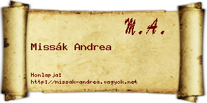 Missák Andrea névjegykártya